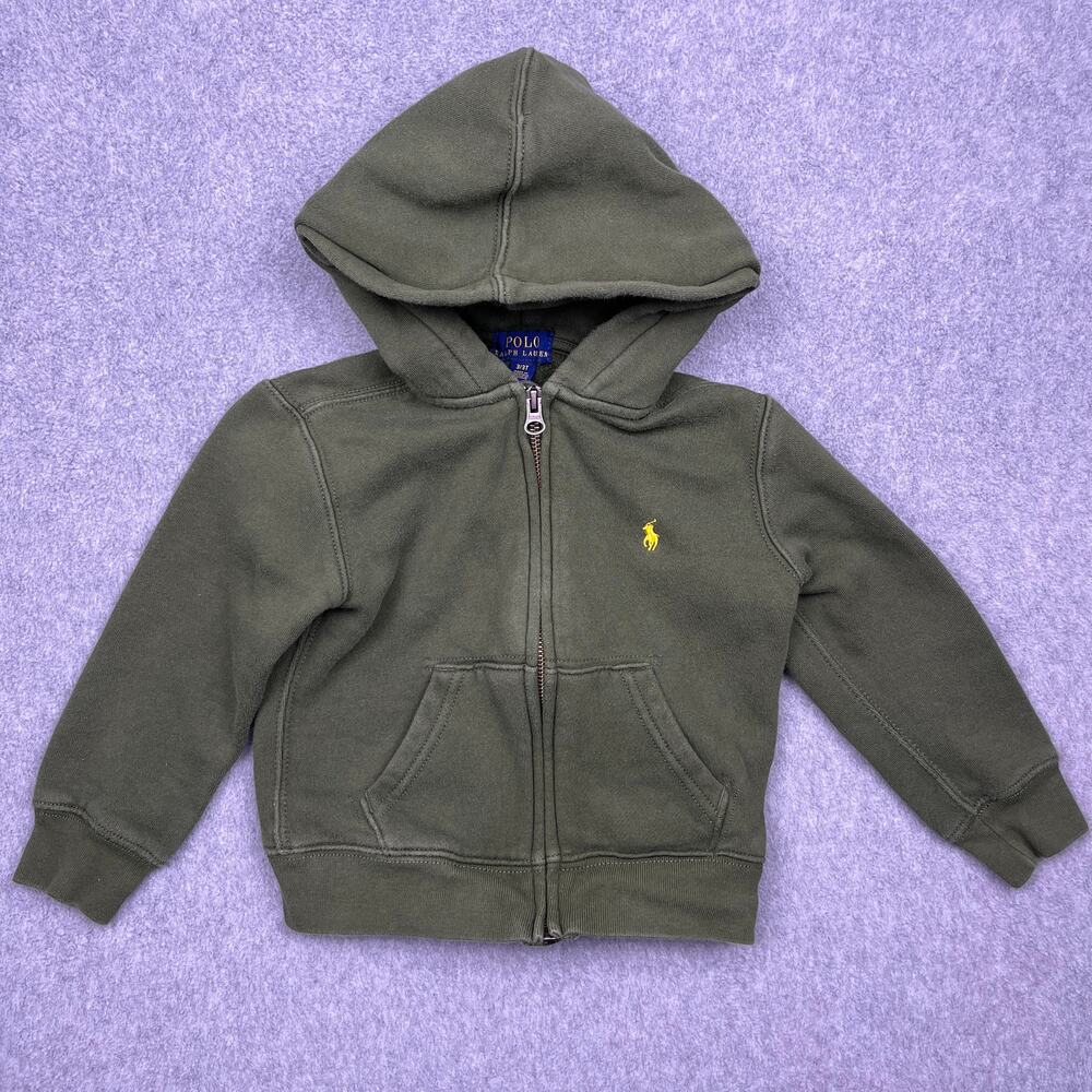polo ralph lauren full-zip hoodie green fleece long sleeve toddler 3t